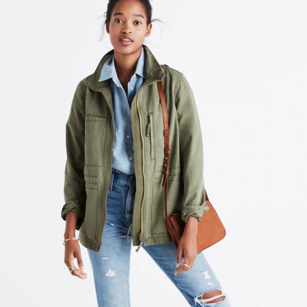 Madewell Fleet Jacket Utility Military Women's Small Olive Green Army Grunge